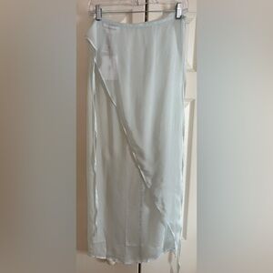 The Frankie Shop Oria Sheer Silk Chiffon Light Blue Maxi Wrap Skirt